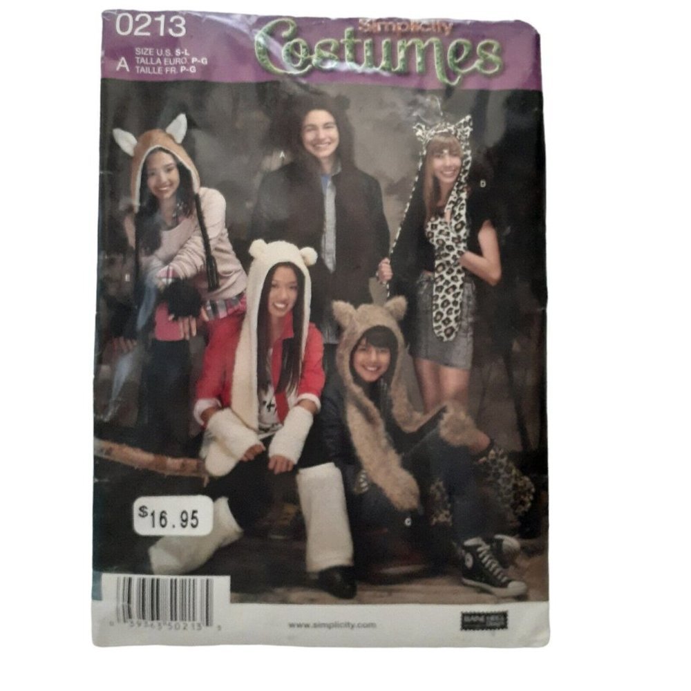Simplicity Costumes 0213 Hood Scarves Leopard Bunny Bear Arm Leg Warmers Uncut